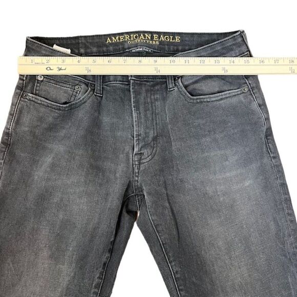 American Eagle Extreme Flex 4 Slim Straight Men's Black Stonewashed Jeans 30x32 - Picture 3 of 11